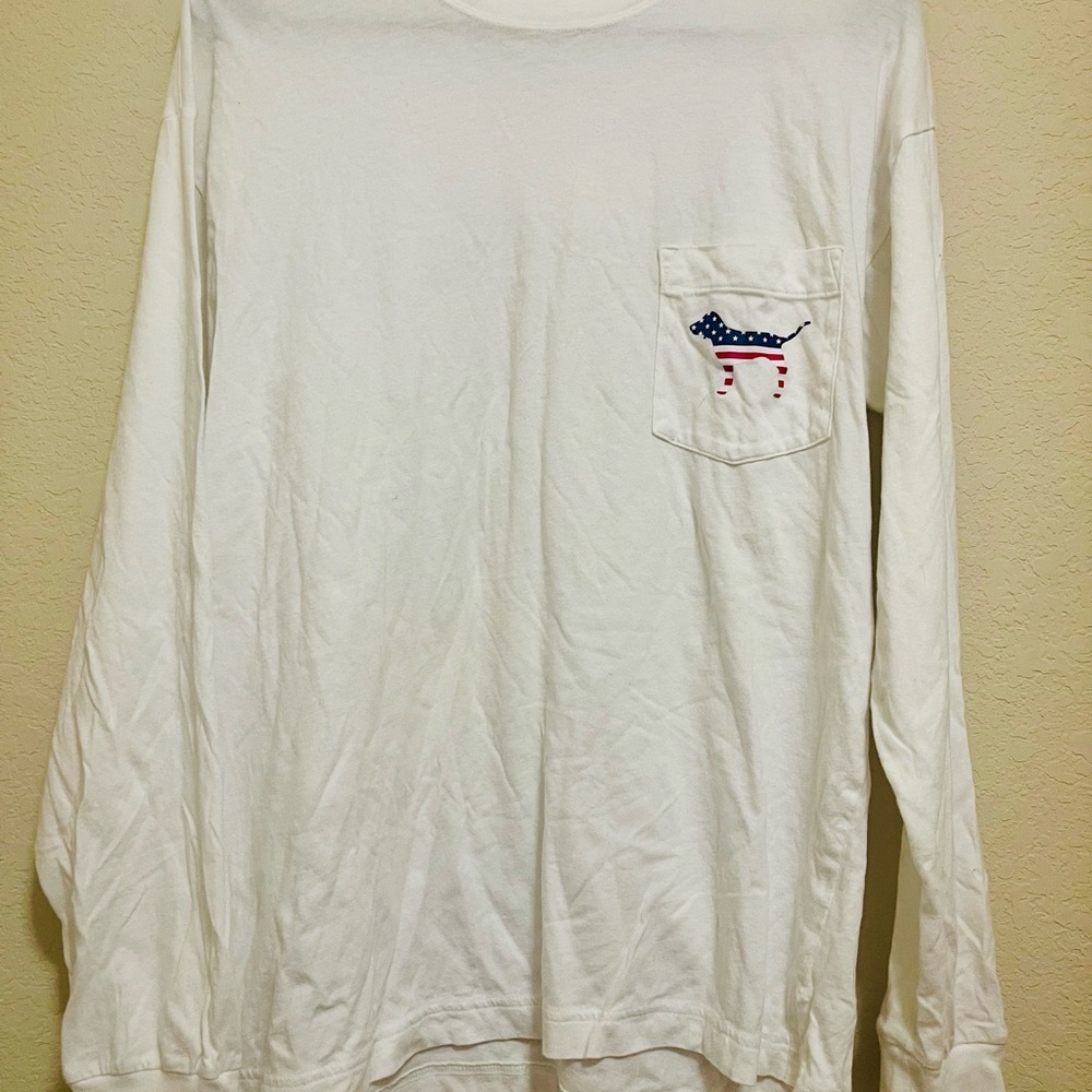 PINK Victoria's Secret White Long Sleeve Tee Top